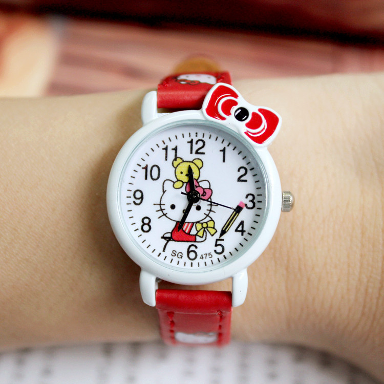 Новое поступление, модные милые наручные часы Hello Kitty для девочек