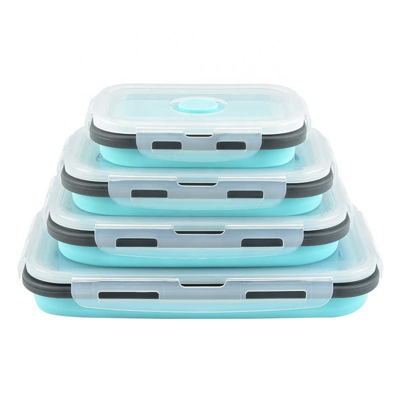 2021 Silicone Foldable Portable Lunch Box Microwave Oven Food Storage Container Lunch Boxes