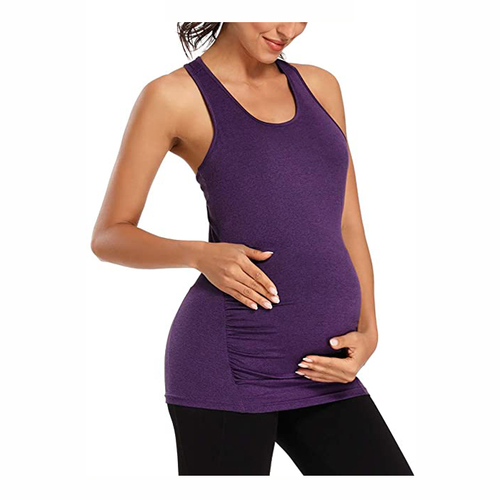 Womens Maternity Tank Top Racerback Sleeveless Workout Athletic Yoga Tops Pregnancy Shirt