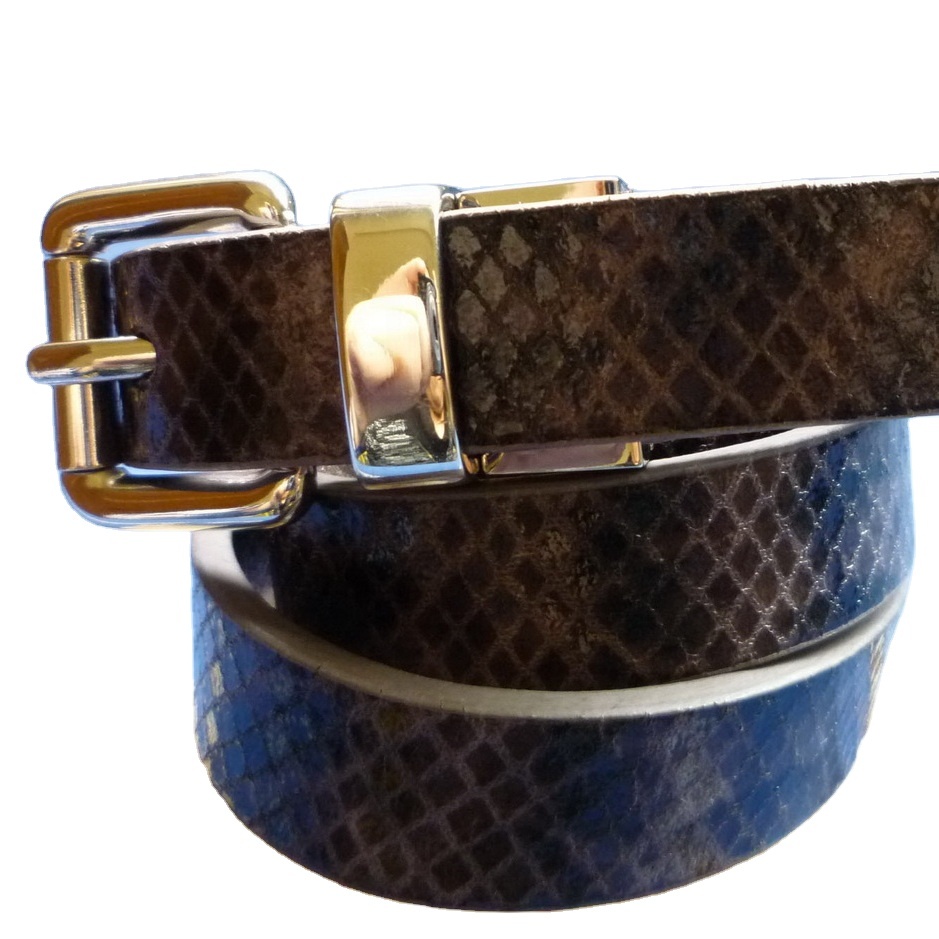 2021 Ladies New Popular Fashion Skinny Snake Pattern Ladies Pu Belt