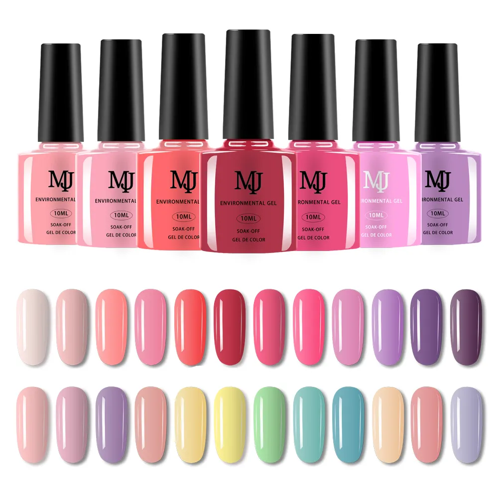 2021 New Style 96 Colors 10ml UV Gel Nail Polish MJ Brand Colorful Bottle Nail Polish 12 Colors / Set Nail Art Display