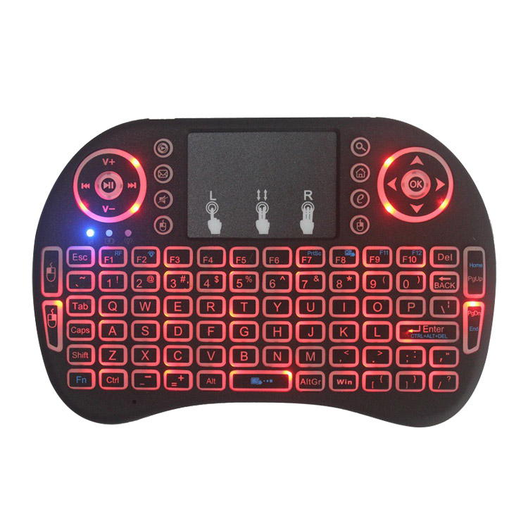 Wholesale 3 in 1 mutifunction 2.4G running lamp 7colors backlight 92keys toutchpad i8 Mini Wireless Keyboard