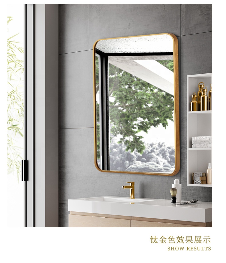 Aluminum Framed Mirror Square Shape Frame Bathroom wall Mirrors D 600 800 Mm Aluminum Profile Gold Aluminum Framed Mirror