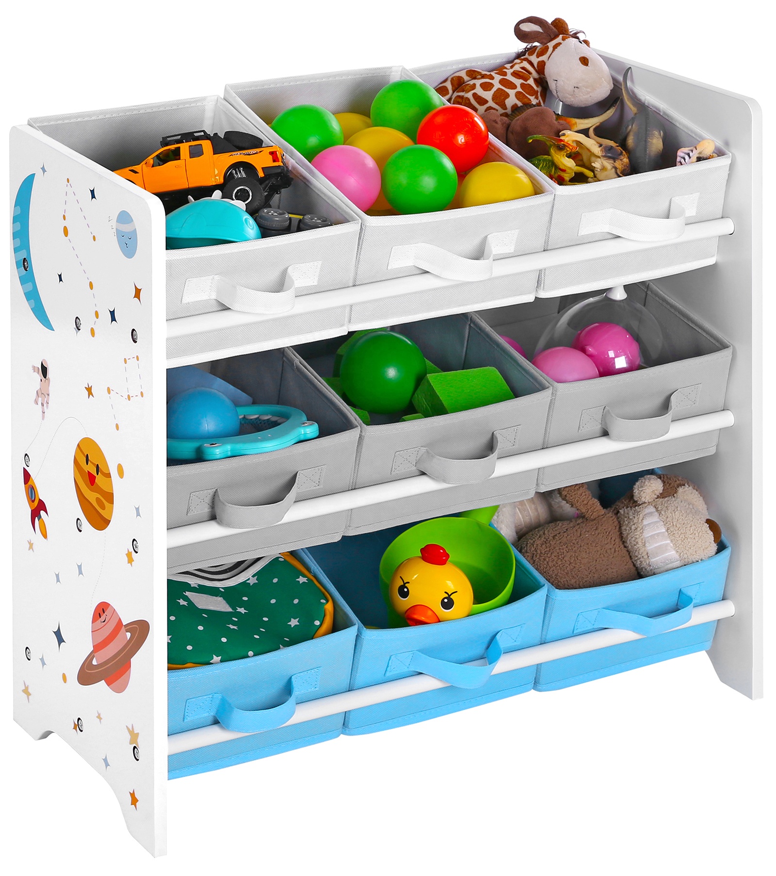 SONGMICS Children's Storage Shelf for Toys and Books Toy Storage Organizer for Playroom 3-Tier Wooden Children Storage Rack