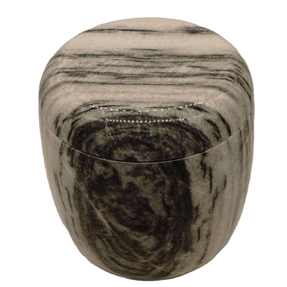 Black wood grain wax gourd human high-end adult jade urn