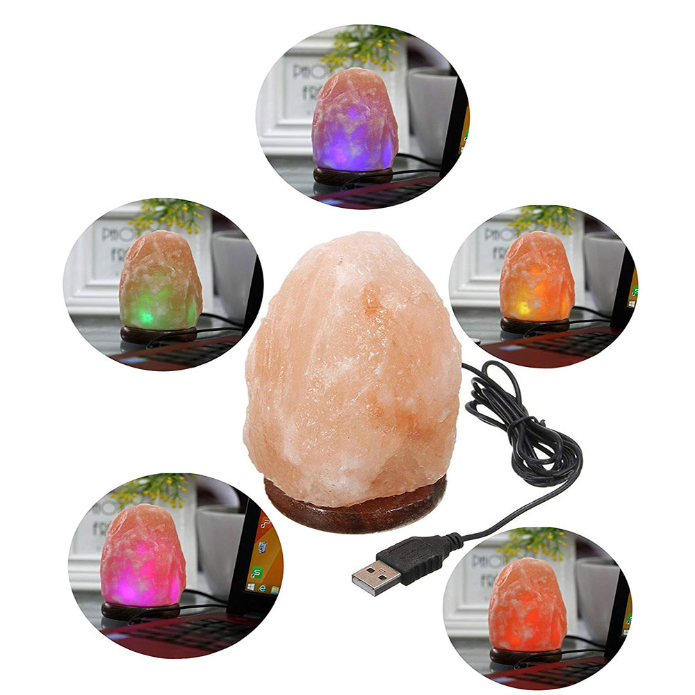 Wholesale Indoor Bedroom Colorful Himalayan Salt Night Light USB Bed LED Table Lamp