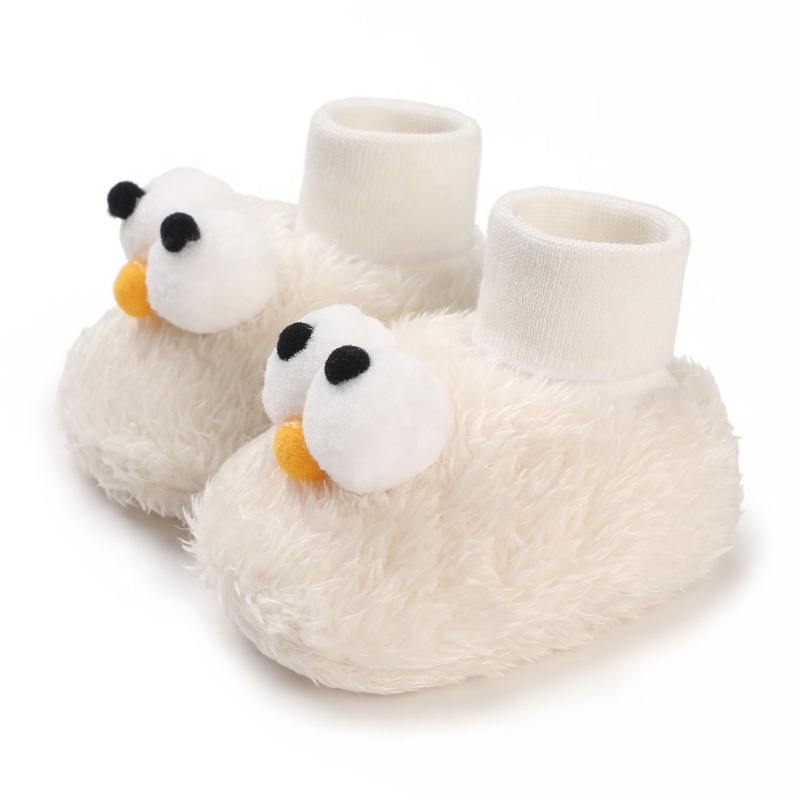 EVERTOP cartoon design unisex winter thermal fluffy infant snow loafers baby sock shoes