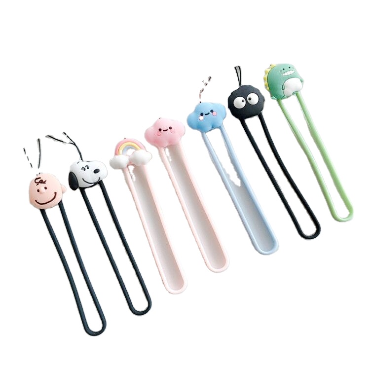 Korea style charming wrist band 3d cartoon silicone mobile phone lanyard