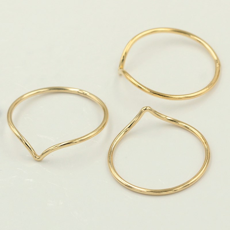 14K Gold Filled Womens Jewelry Minimalist V-Shape Chevron Thumb Eternity Ring Wedding Band