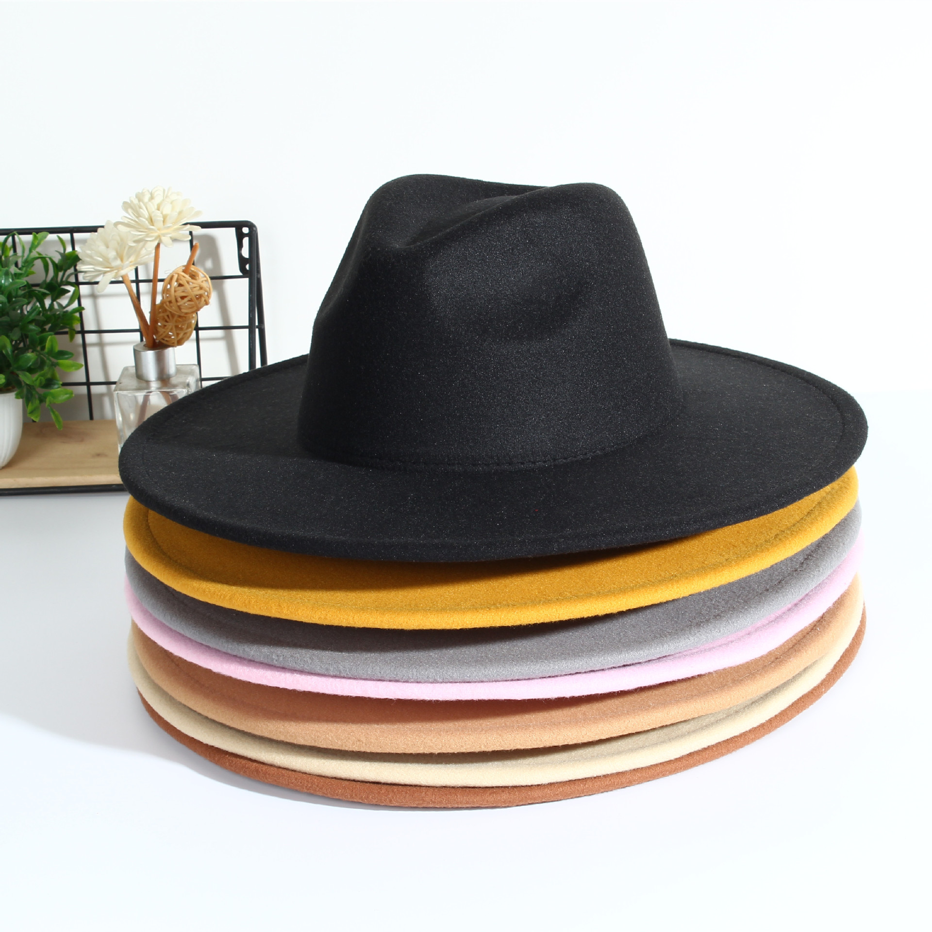 Роскошная OEM оптовая продажа, модная шляпа Sombrero, Женская шерстяная шляпа с широкими полями, Женская фетровая шляпа