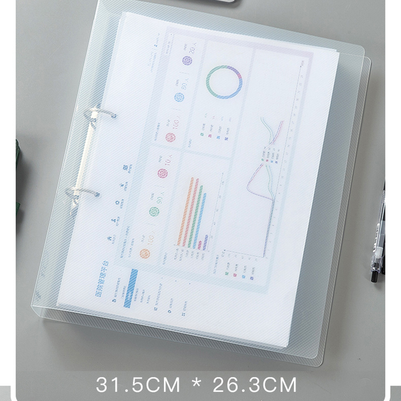 2/3/4 Ring Binder A4 Size PP Custom Cardboard Loose Leaf File Folders Clear Office School Organizer Paper Holder Document