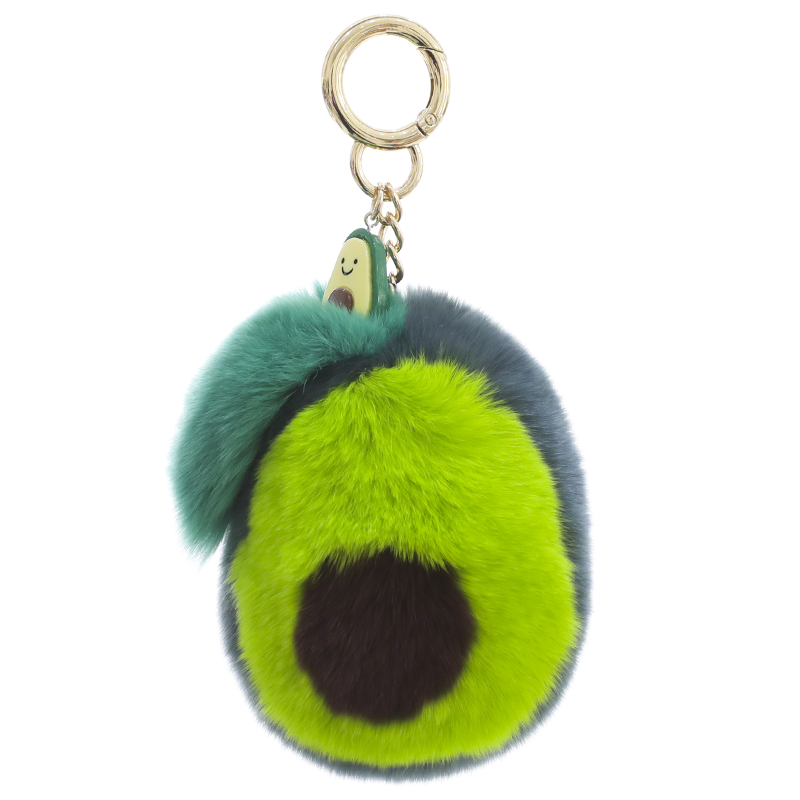 Luxury soft rex rabbit fur cute avocado fashion key chain Avocado plush key chain Bag pendant