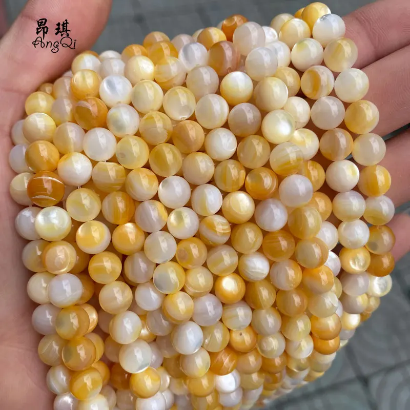 Wholesale High Quality Round Natural Gold Sea Shell Pearl Loose Beads DIY For Jewelry Making