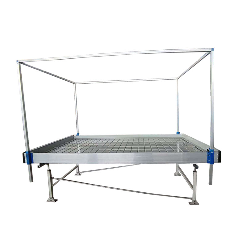 Farming irrigation hydroponic flood greenhouse rolling bench with trellis poles Ebb and Flow roll tables