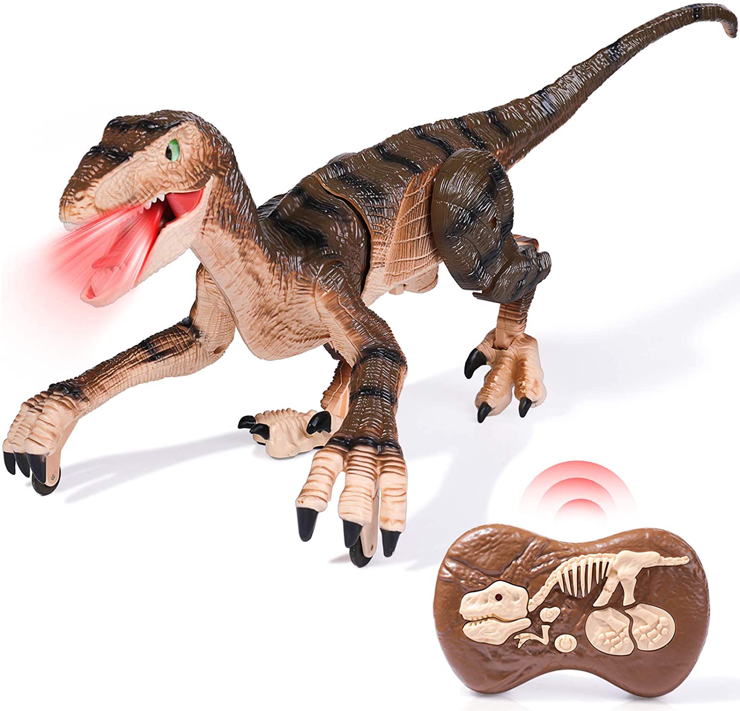 5 Channels 2.4G Remote Control Dinosaur for Kids Electronic RC Toys Walking Robot with Lights and Sounds