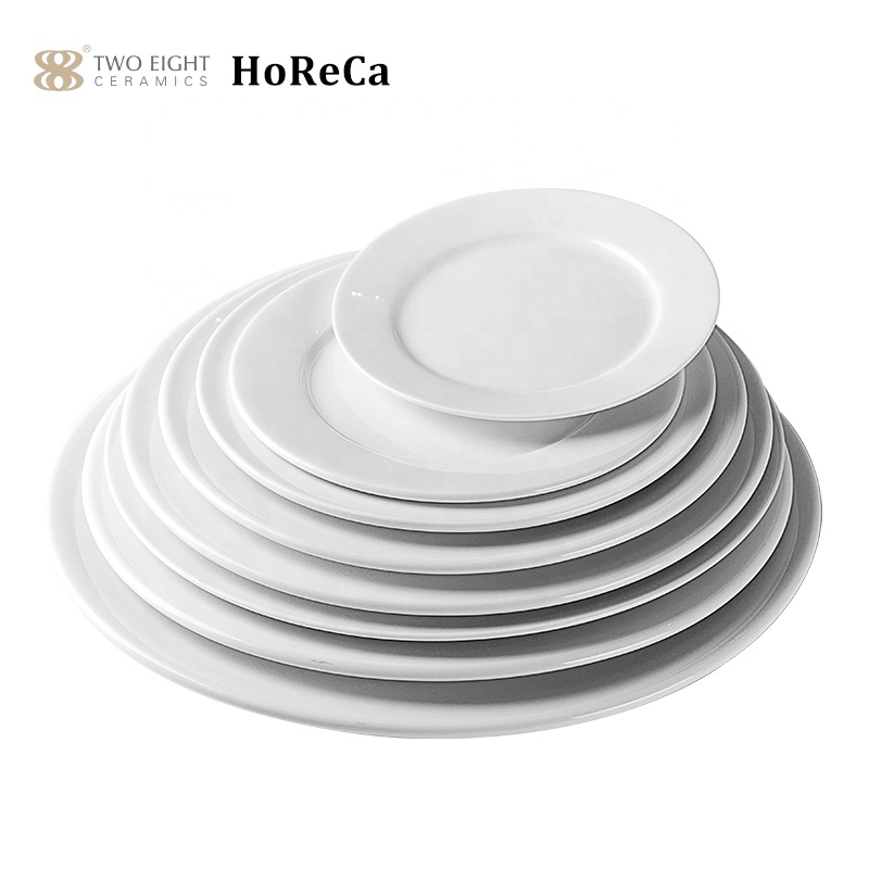 Гуанчжоу HORECA фарфоровая плоская тарелка керамическая, Ресторан тарелка и набор посуды