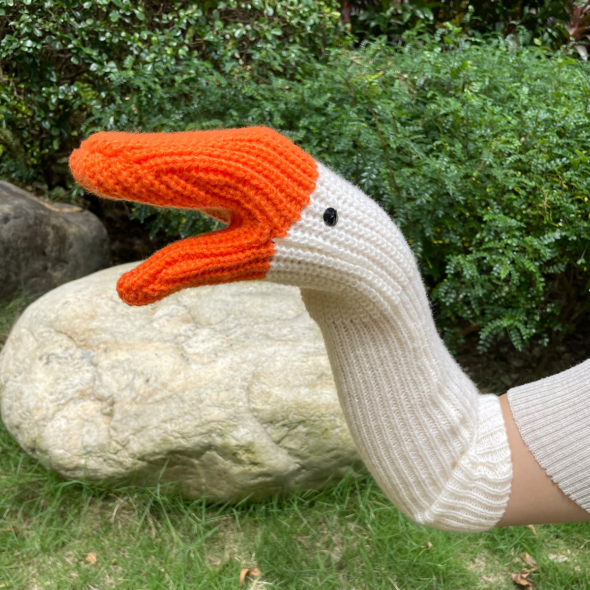 In stock warm thick swan knit custom safety winter cotton mitten fingerless gloves for women