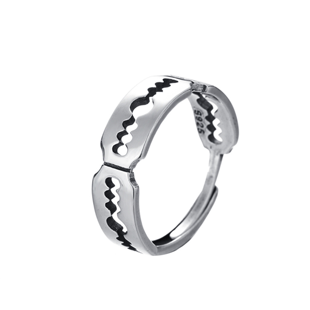 S925 Sterling Silver Dark Wind Blade Ring Korea ins Retro Hip Hop Personality Fashion Street Food Ring