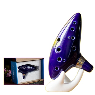 Оптовая продажа, инструмент для флейты, 12 отверстий, Alto C Zelda Ocarina, подарок для фанатов Zelda с подставкой
