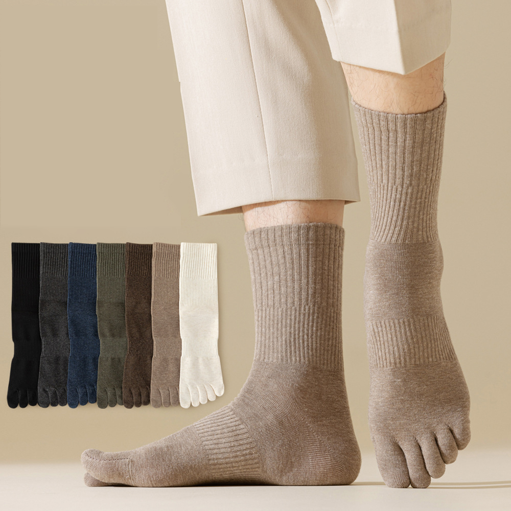 Wholesale Men 5 toe Socks Running Sports Socks Sweat-absorbing Anti-odor Solid Color Five Finger Socks