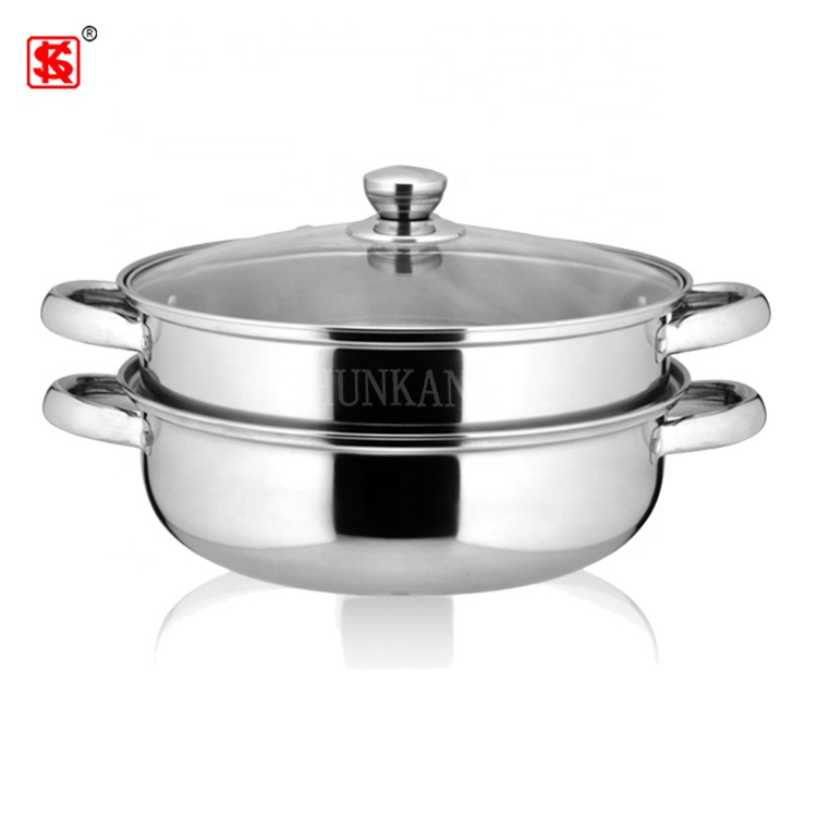Wholesaler cheap 201 Stainless Steel Steam Pot 28cm cooking pot with Steamer