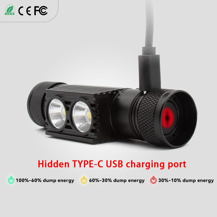 Factory Supplier Customized Outdoor Aluminum Alloy LED Rechargeable 18650 Headlamp With Replaceable Batteries