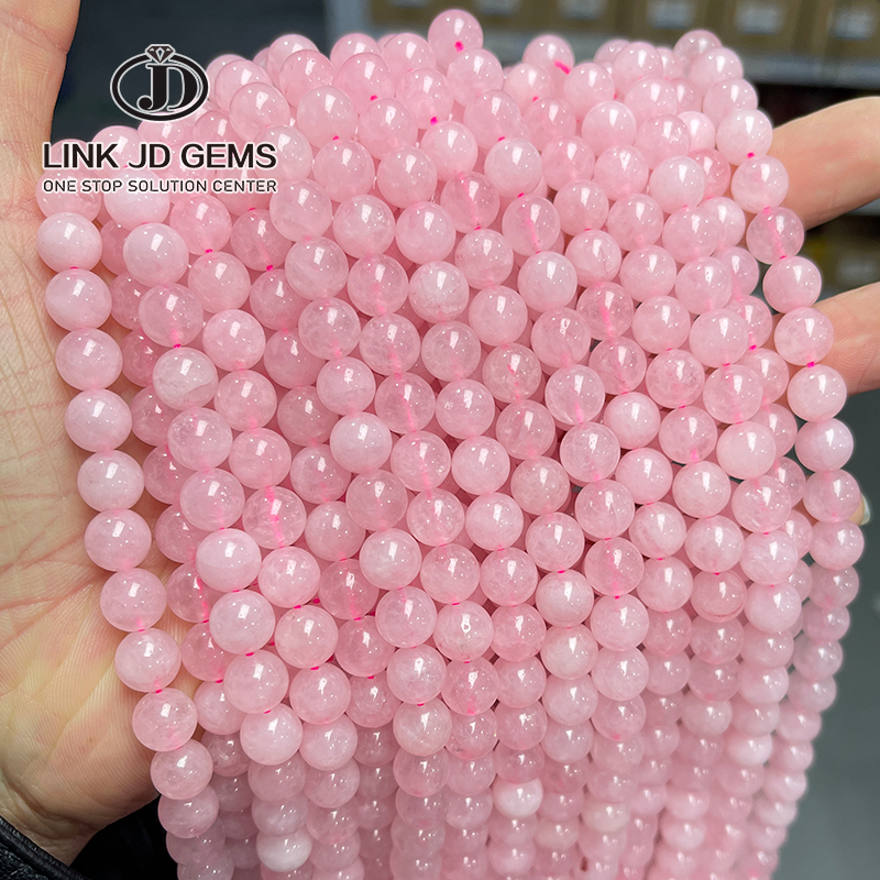 JD Wholesale 4/6/8/10mm Pink Quartz Crystal Loose Gemstones Dyed Color Natural round Beads for Jewelry Making