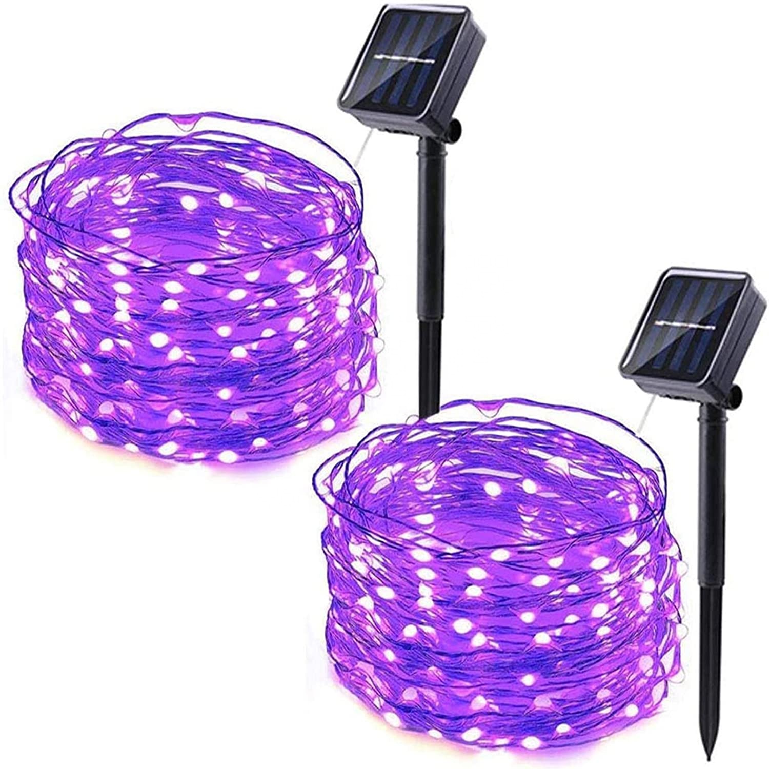 Factory Direct LED Solar Powered Fairy String Lights with Remote Twinkle Copper Wire Outdoor Party Christmas IP65 10m Purple