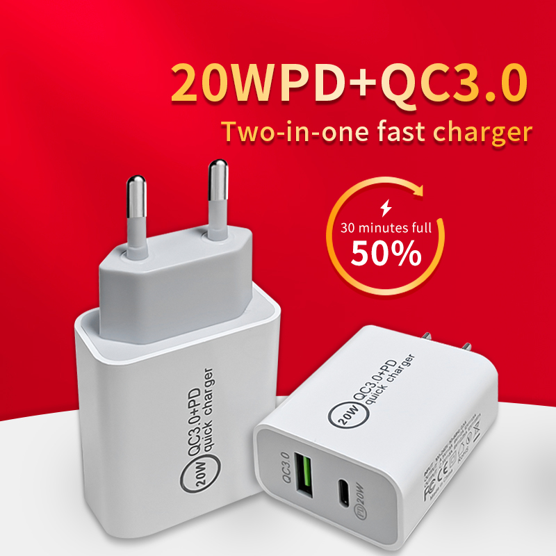 20 Вт PD + USB QC3.0 быстрой зарядки AU UK/US зарядное устройство с европейской вилкой USB Путешествия Портативный USB Type-C настенное зарядное устройство для телефона зарядное устройство для iPhone 12