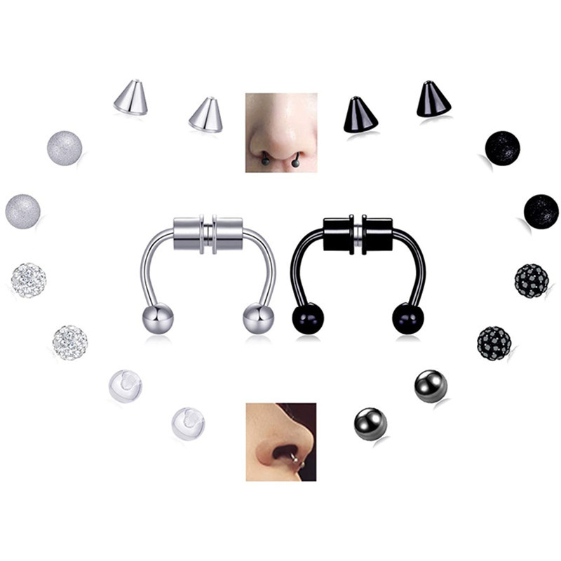 Wholesale Sexy Magnetic Unique Jewelry Piercing Hoop Clip On Cuffs Stud Fake Nose Ring