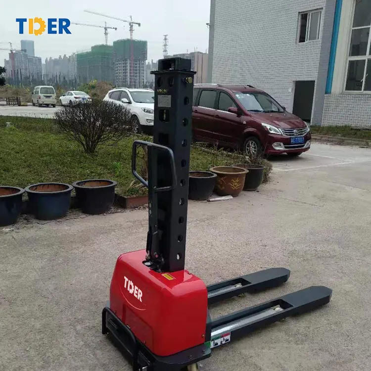 China TIDER CE approved 500kg 1000kg 1500kg electric stacker forklifts 0.5ton 1ton 1.5ton self load pallet stacker