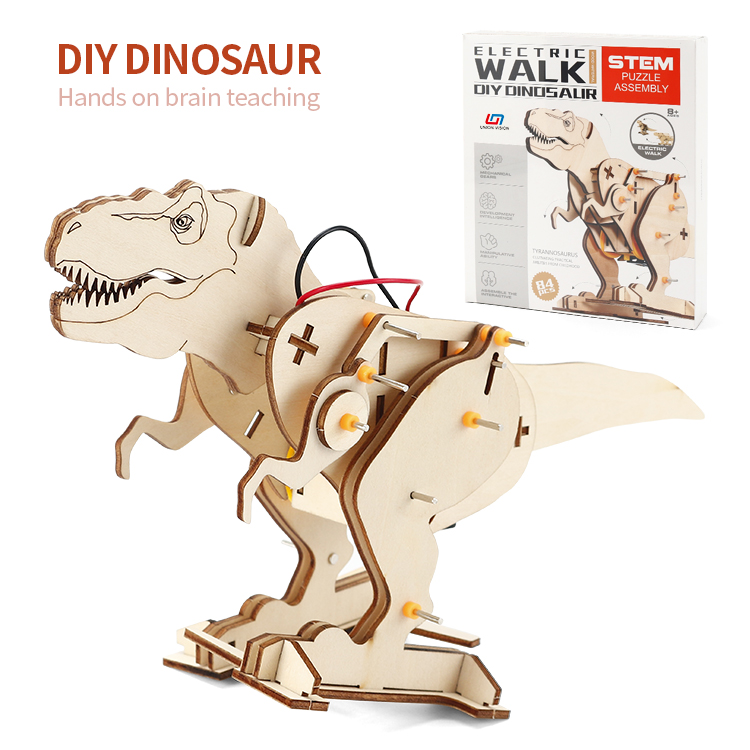 Electric Toy Educational 3d Wood T-rex Dinosaur Diy Wooden Puzzle