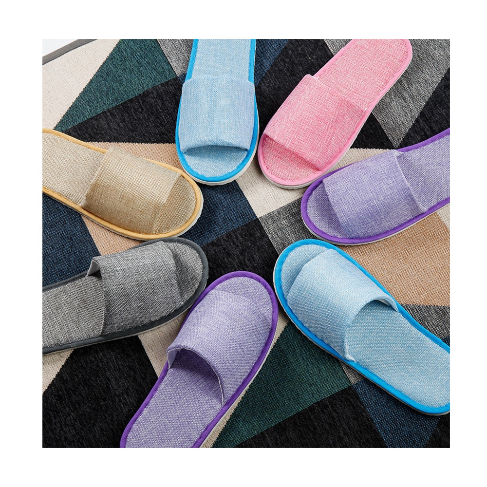 Luxury Hotel Slipper Linen Cotton Top Quality Fashion Designs Customized hotel disposable slippers