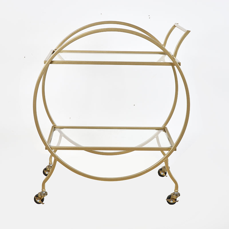Manufacturer Gold Metal Trolley Glass Hand Trolley Cart Food Cart Trolley