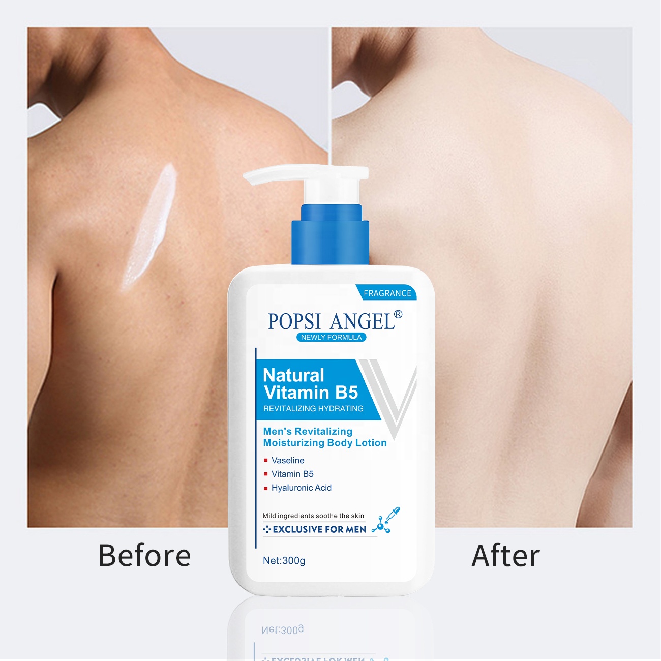 Private brand Vaseline Hyaluronic Acid Men's Body Milk Natural Vitamin B Exfoliating Skin Brightening Moisturizing Body lotion