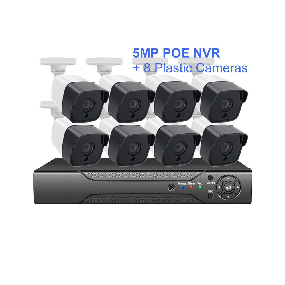 8ch CCTV security camera system nvr poe kit 5mp poe camera motion detection alarm and infrared night vision
