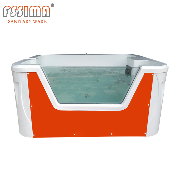 Deep/ Large Size Freestanding Acrylic Massage SPA Glass Baby Bathtub with Shower