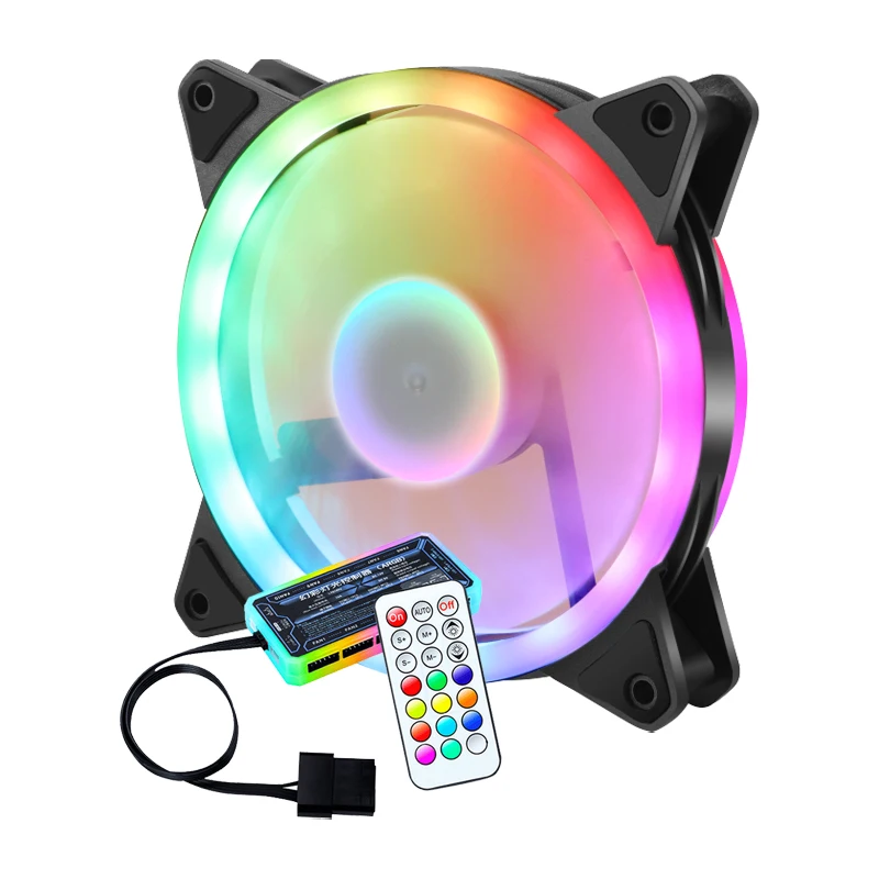 OEM Custom Dual Ring 12V Small 6pin PC Case Fan Power Supply Radiator Computer Fan RGB Controller For PC 120mm