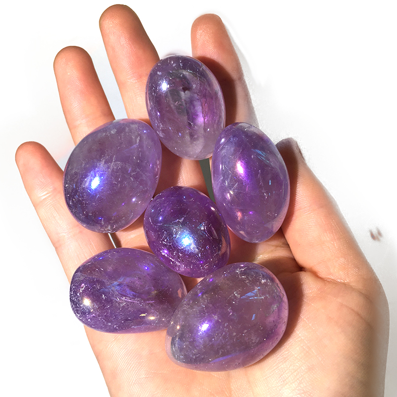 Wholesale price angel aura amethyst tumbles for healing small palms tumbled stone for sale