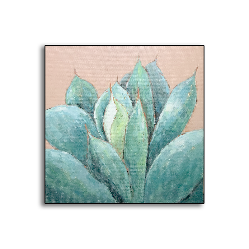 Modern Living Room Sofa Background Wall Decorative Cactus Painting Hot Selling Pure Linen Original Customize Art