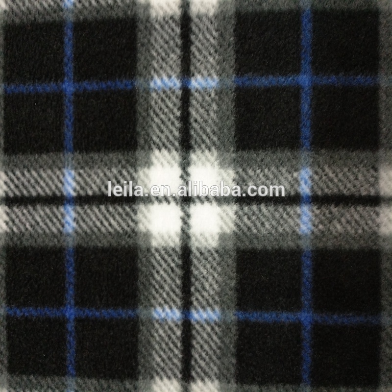 New Design Knitting plaid 100% Polyester custom printed polar fleece fabric