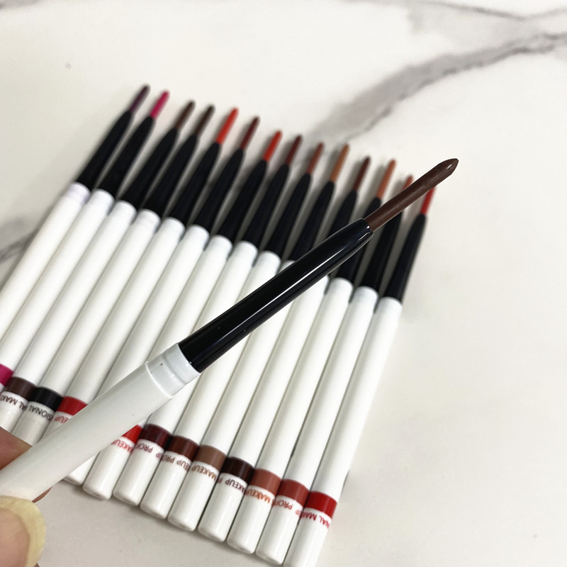 Custom Hot Sale long lasting Private Label White Tube 15 Colors Lipliner Pencil Lip liner make up