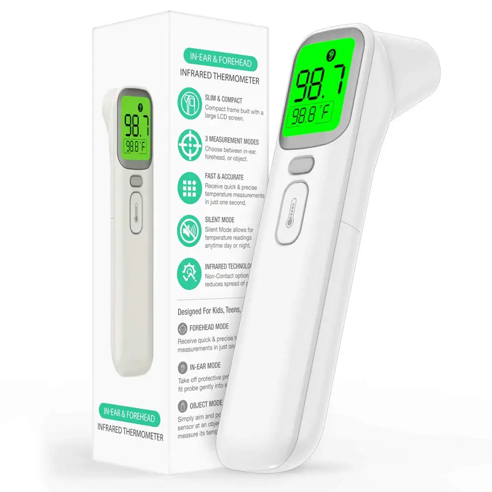Digital Infrared Forehead Thermometer Non-Contact Medical Thermometer with LCD Display and Fever Alarm Function