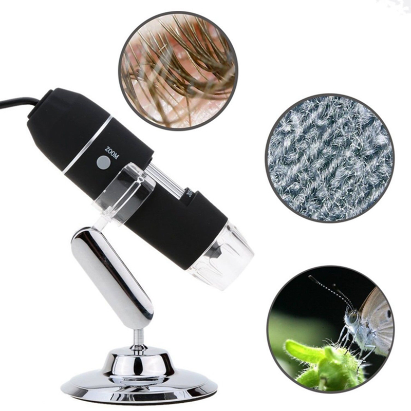 500X 1000X 1600X USB Microscope, Digital Magnification Endoscope Camera 8 LEDs Metal Base for Android