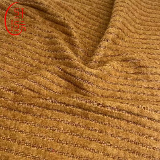 Трикотажная ткань в рубчик Qianfang Textile, 95% полиэстер, 5% спандекс, хаки