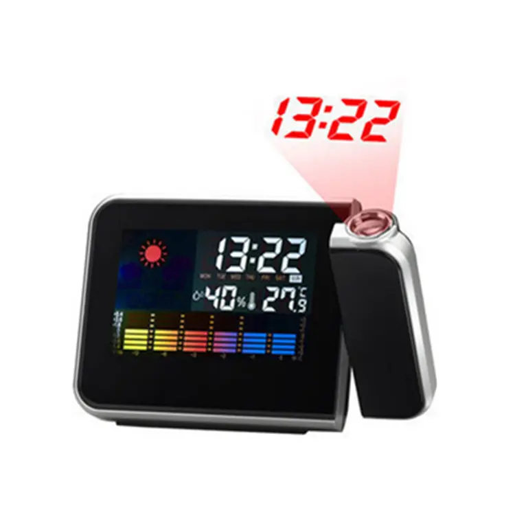 Indoor Outdoor Bedroom Temperature Display Digital Clock Projection Alarm Clock Time Projection Dual Alarm Clock Electronic ABS