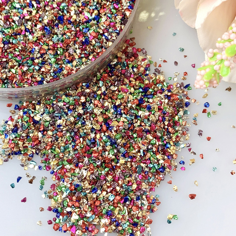 450g Small Broken Glitter Glass Irregular Metallic Crystal Chips Chunky Sequins Crushed Glass Craft Glitter Fine for Resin Art