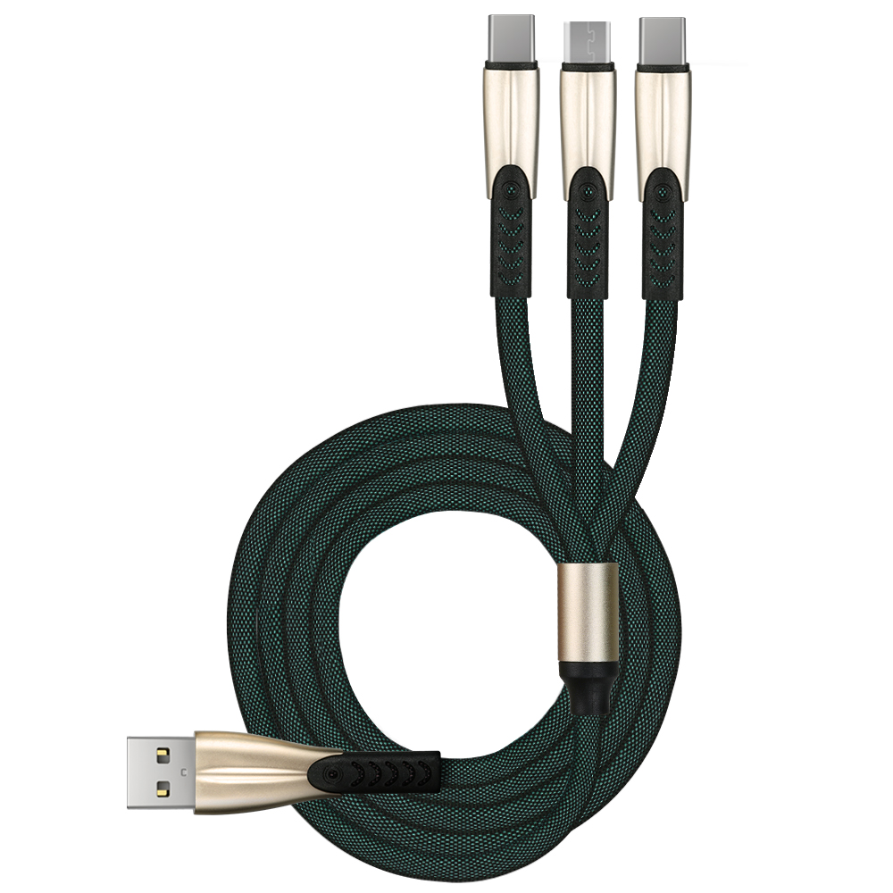 Новинка 2020, трендовый продукт 3 в 1, Прочный USB-кабель из цинкового сплава для зарядки и передачи данных, USB-кабель