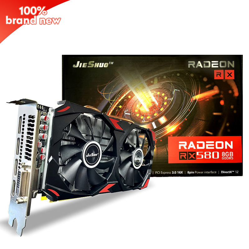 JIESHUO новая видеокарта с графическим процессором AMD Radeon RX 580 8 Гб Sapphire Nitro RX580 4 Гб, графическая карта для ПК