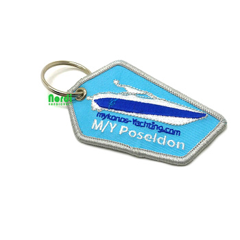 OEM Factory Supply Embroidered Woven Fabric Airplane Key Ring Custom Logo Pattern Key Chain